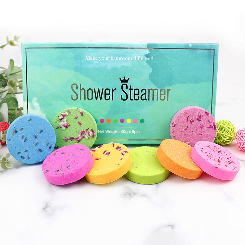 8pcs Shower Bombs Ball Body Spa Cleaner Hot Spring Bath Bubble Bomb Fragrance Shower Salt Ball Bathroom Accessories